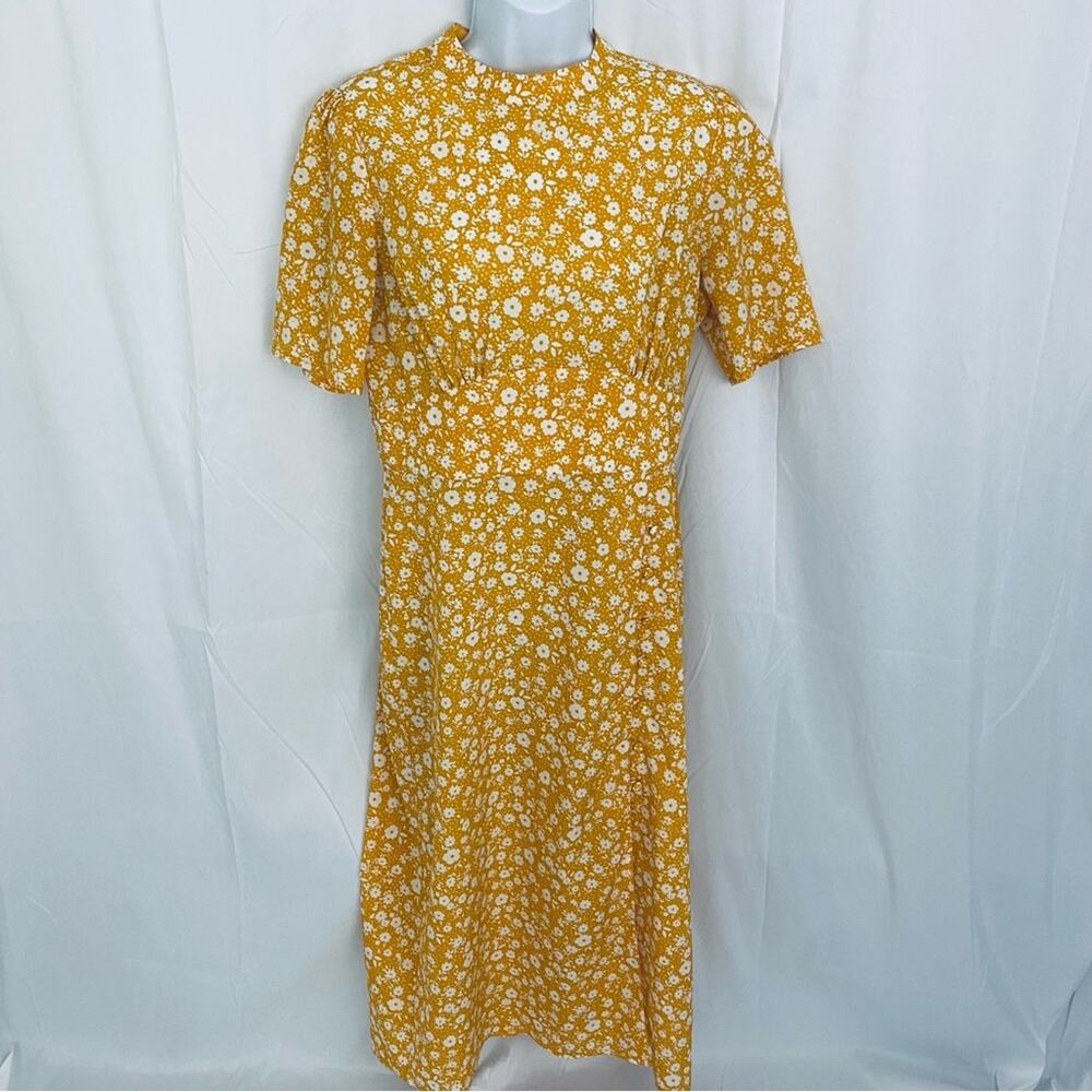 ASOS Mustard Floral Midi Dress
